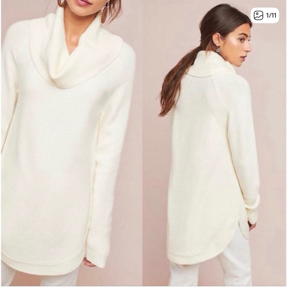 Anthropologie Moth Ivory/Cream Cowl Neck Sweater Size S